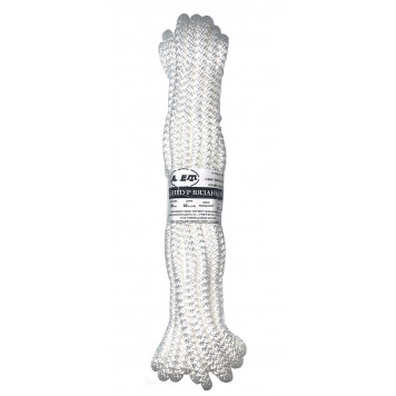 Шнур вязаный 10 мм, 20 м, белый ALET