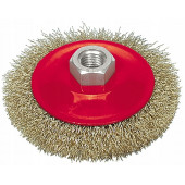 Щётка 06972 крацовка плоская с гайкой М14, 100 мм VOREL