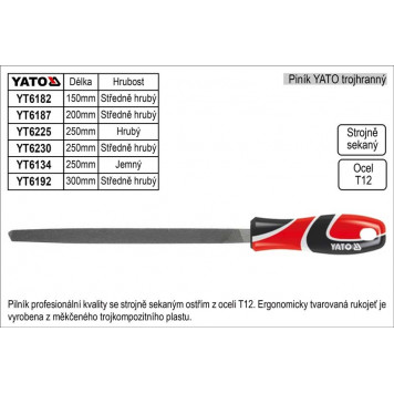 Напильник YT-6182 по металлу трехгранный 150 мм №2 YATO-1