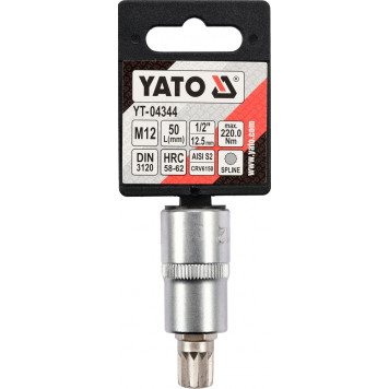 Головка YT-04344 торцевая с вставкой SPLINE 1/2", М12 YATO-2
