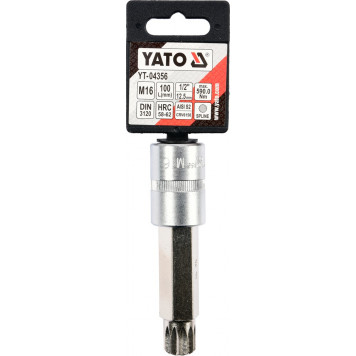 Головка YT-04356 торцевая с вставкой SPLINE 1/2", М16, L = 100 мм YATO-2