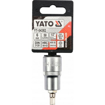 Головка YT-04382 торцевая c вставкой HEX 1/2", 6 мм YATO-2