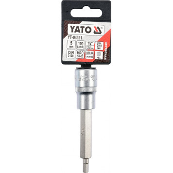 Головка YT-04391 торцевая c вставкой HEX 1/2", 5 мм, 100 мм YATO-2
