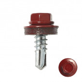 Саморез кровельный по металлу 5,5х19 мм, RAL 3009 (красная окись), уп 250шт. DAXMER 