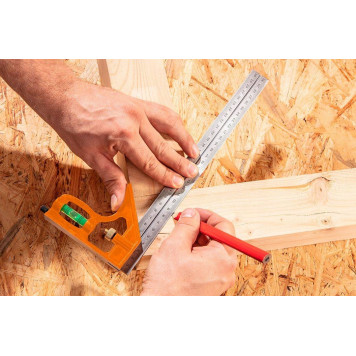 Линейка 72-125 с уровнем многофункциональная 30 см, нержавеющая сталь NEO-1