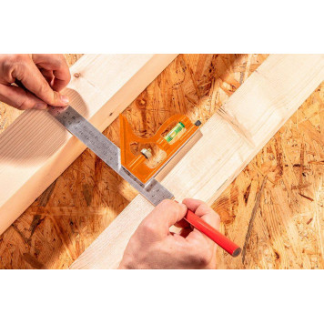 Линейка 72-125 с уровнем многофункциональная 30 см, нержавеющая сталь NEO-2