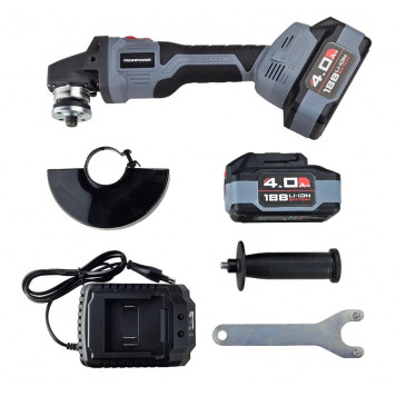 Угловая шлифмашинка E0080 бесщеточная 125 мм, 18 B Li-ion 2х4.0 А/ч-2