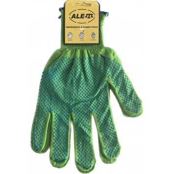 Перчатки 02Q0010-AL нейлоновые с ПВХ 15 класс, зеленые, S-L, 10/500 ALET-1