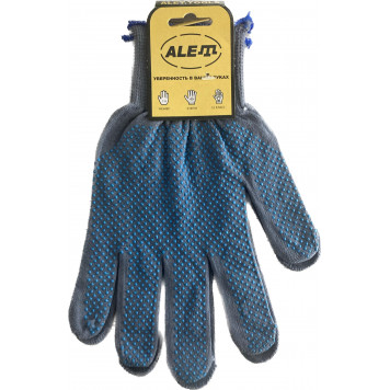 Перчатки 02Q0011-AL нейлоновые с ПВХ, 15 класс, серые, S-L, 10/500 ALET-1