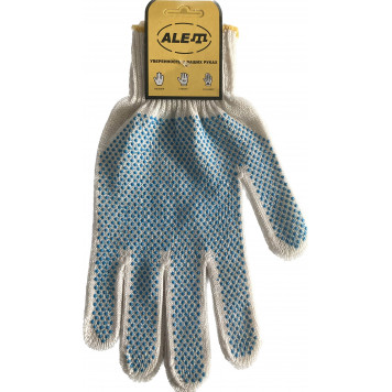 Перчатки 02Q0012-AL Х/Б легкие с ПВХ 10 класс, 3 нити, белые, S, 10/350 ALET-1