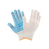 Перчатки 02Q0014-AL Х/Б люкс с ПВХ 7,5 класс, 5 нитей, белые, XL, 10/200 ALET