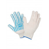 Перчатки 02Q0015-AL Х/Б люкс с ПВХ 7,5 класс, 5 нитей, белые, L, 10/200 ALET