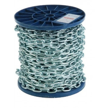 Цепь стальная DIN 766 короткозвенная, оцинкованная d6мм х 30м, (бухта)
