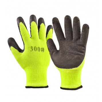 Перчатки акриловые зеленые рифленые утепленные