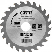 Диск по дереву 125х22.23х24Т 1957025 с твёрдосплавной напайкой GRAD