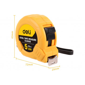 Рулетка DL9005B 5м х 19мм метрическая, корпус ударопрочный Deli-2