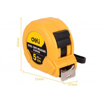 Рулетка DL9025B 5м х 25мм метрическая, корпус ударопрочный Deli-1