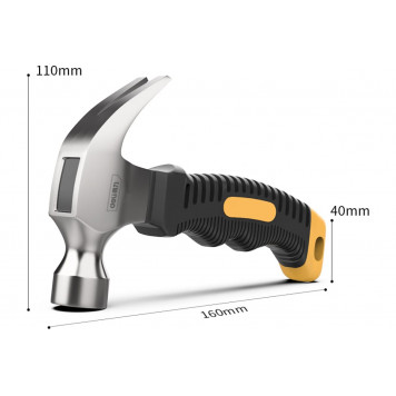 Молоток-гвоздодер DL441008 укороченный 250 гр, 160 мм, фиберглассовая рукоять DELI-9