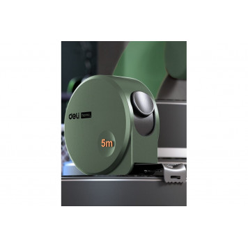 Рулетка HT8519L 5м х 19мм Home Series Green, софттач пластик, Deli-5