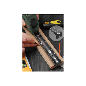 Рулетка HT8519L 5м х 19мм Home Series Green, софттач пластик, Deli-6