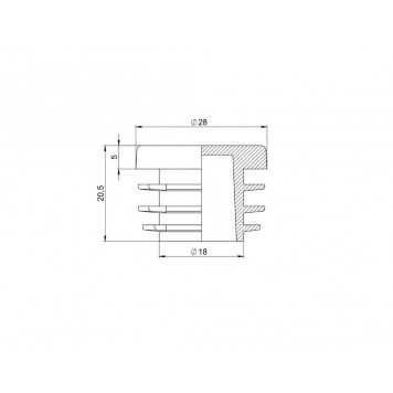 Заглушка для труб D-28 круглая, черная 26-0050-1