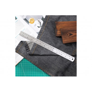 Линейка DL8030Y стальная 300мм, нержавеющая сталь Deli-2