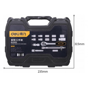 Набор DL1032 торцевых головок и ключей 32шт 1/2", Deli-2