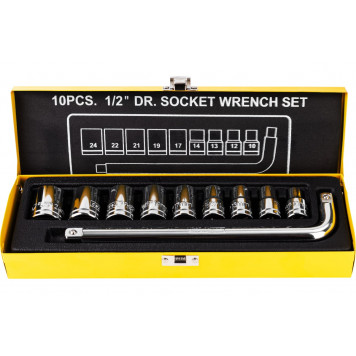 Набор DL2010T головок торцевых 9 шт,1/2" (10,12,13,14,17,19,21,22,24 мм), Deli-1