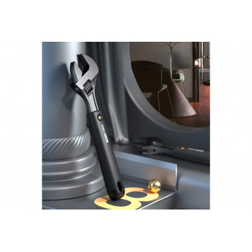 Ключ HT1508 разводной "Home Series Black" 200мм, рукоятка из Soft Touch пластика Deli-3