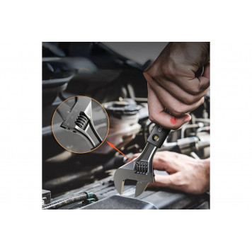 Ключ HT1508 разводной "Home Series Black" 200мм, рукоятка из Soft Touch пластика Deli-4