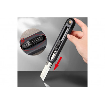 Нож технический HT4018 "Home Series Black" 18 мм, сегментированное лезвие Deli-16