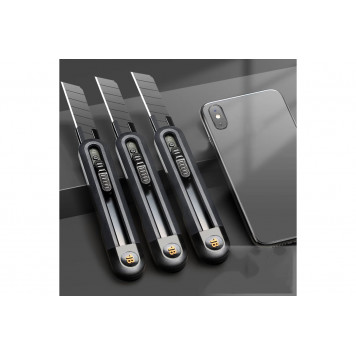 Нож технический HT4018 "Home Series Black" 18 мм, сегментированное лезвие Deli-15