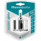 Коронка 676260 алмазная 60 мм с центрирующим сверлом по керамограниту и керамике "Rennbohr"