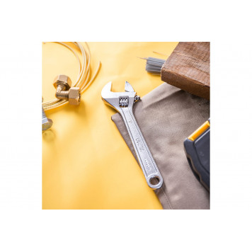 Ключ DL008A разводной 200 мм, 0-28 мм хромированный DELI-2