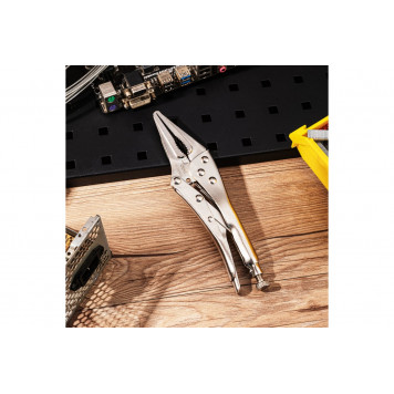 Клещи DL20015B зажимные с удлиненными прямыми губками 220мм, Deli-1