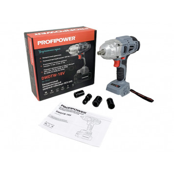 Гайковерт аккумуляторный E0164 (DWDTW-18V) без АКБ и ЗУ, 1/2″, 600 Нм ProfiPower-4