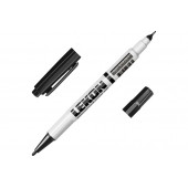 Маркер LEKON DUO перманентный двухсторонний черный, уп 10шт