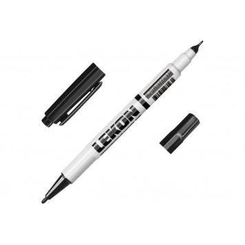 Маркер LEKON DUO перманентный двухсторонний черный, уп 10шт Маркер LEKON DUO перманентный двухсторонний черный, уп 10шт