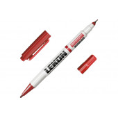 Маркер LEKON DUO перманентный двухсторонний красный, уп 10шт