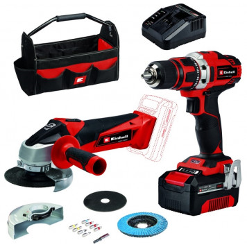 Набор аккумуляторного инструмента PXC TE-TK 18/2 Li Kit (CD+AG) ( УШМ+Шуруповёрт) 4257240 Einhell