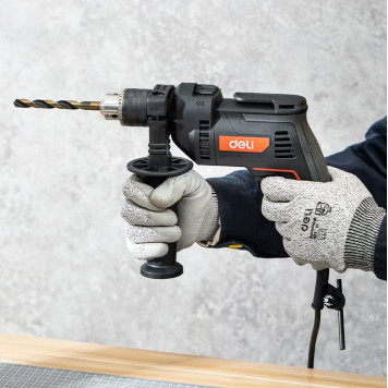 Дрель ударная DE-CZ13-1E сетевая 650 Вт, ключевой патрон 13 мм Deli "Red Line"-10