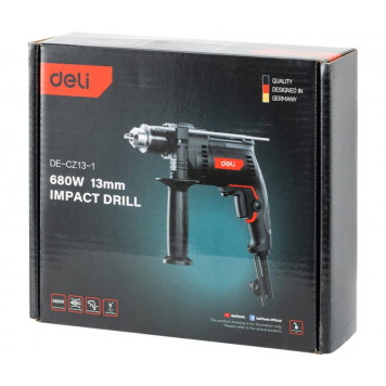 Дрель ударная DE-CZ13-1E сетевая 650 Вт, ключевой патрон 13 мм Deli "Red Line"-8