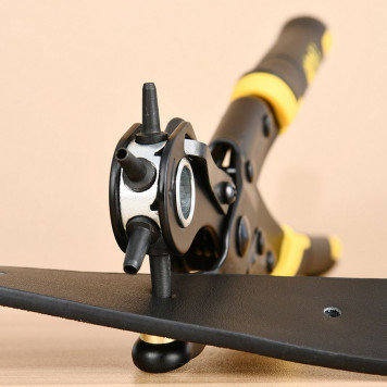 Дырокол DL1919A револьверный для кожи 6-в-1, двухрычажный, 225 мм Deli-3