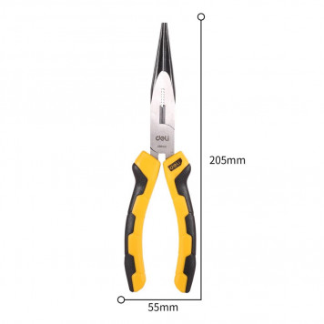 Тонкогубцы DL2108 удлиненные 200 мм, двухкомпонентная рукоять Deli-2