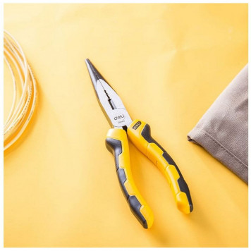 Тонкогубцы DL2108 удлиненные 200 мм, двухкомпонентная рукоять Deli-3