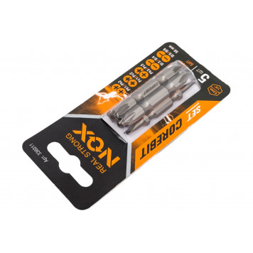 Набор бит 336011 COREBIT SET5 2X PH1-PH2, PZ1-PZ2, PH3-PZ3, Sl3-Sl4, Sl5-Sl6x50 мм, 5 шт карта NOX-2