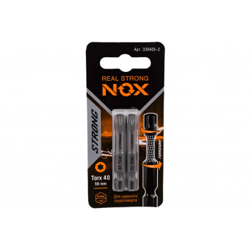 Бита 339405-2 STRONG torsion TX40x50 мм, 2 шт карта NOX