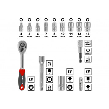 Набор 109022 бит и головок 37 предметов, Einhell-10