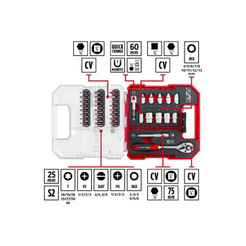 Набор 109022 бит и головок 37 предметов, Einhell-9