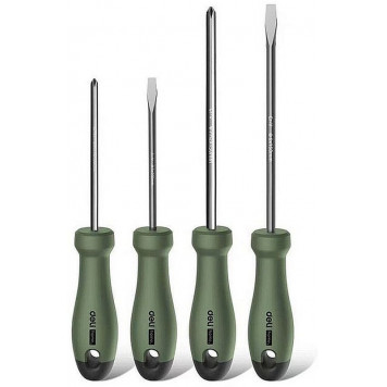 Набор HT1004L отверток "Home Series Green" 4шт SL5x100+SL6x150+PH1x100+PH2x150, Deli